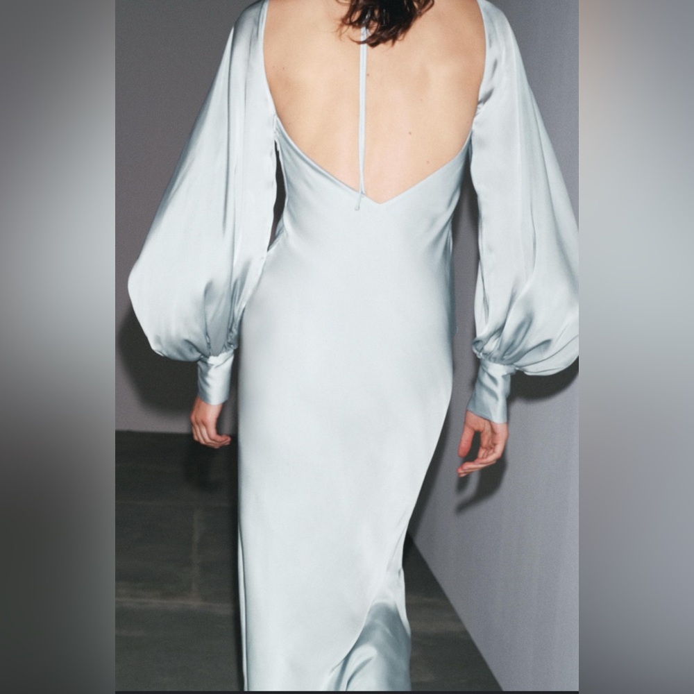 Zara satin long dress with open back - Picture 2 of 4